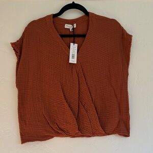 Michael Stars Wrap Rust Blouse